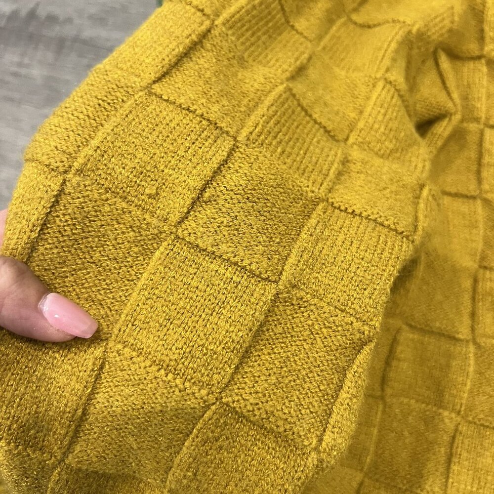 ModCloth Sweater Womens Small Gold Check Weave Mock Neck Pullover - Picture 5 of 7